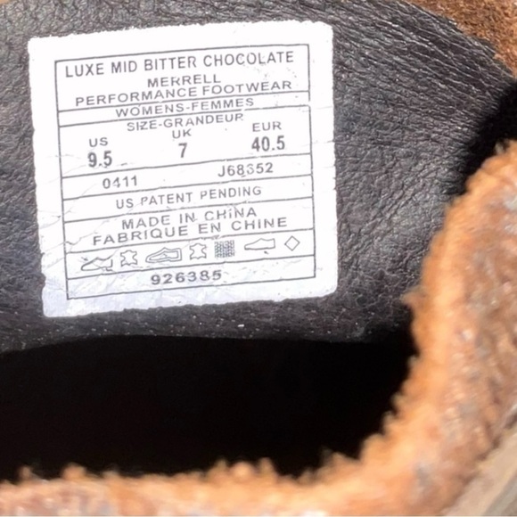 MERRELL LUXE MID BITTER CHOCOLATE LEATHER LADIES SHORT BOOTS SIZE‎ 9.5 - Picture 7 of 8